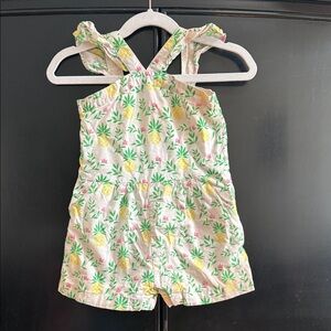 Janie and Jack Girls Pineapple Print Romper - Cream & Green18-24 months
